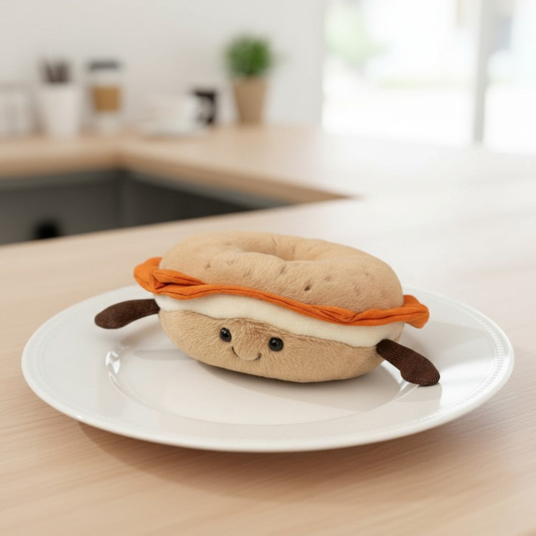 Peluche petit dej' kawaii bagel au saumon