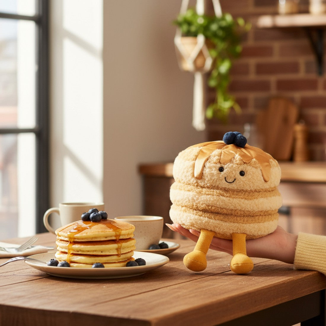Peluche petit dej' pancakes kawaii