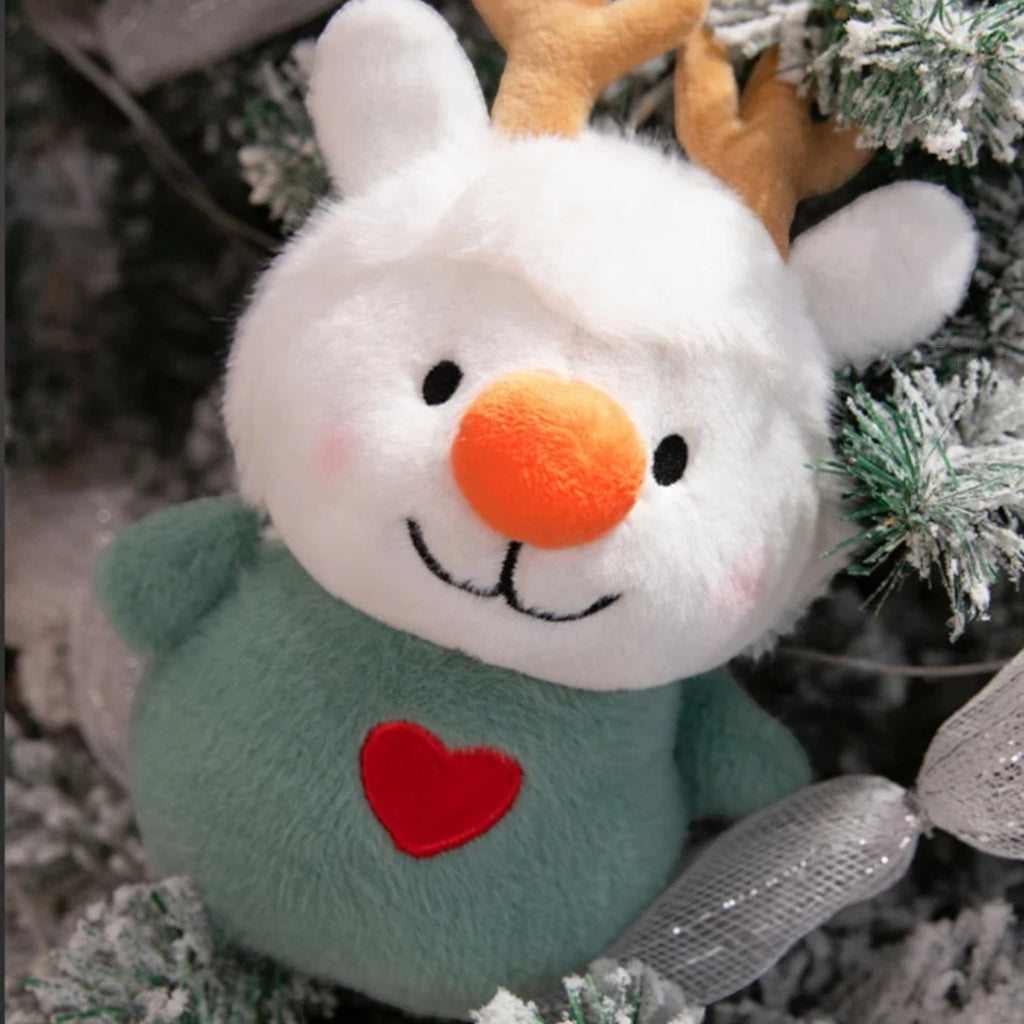 Peluche de noël duo rennes bonshommes de neige