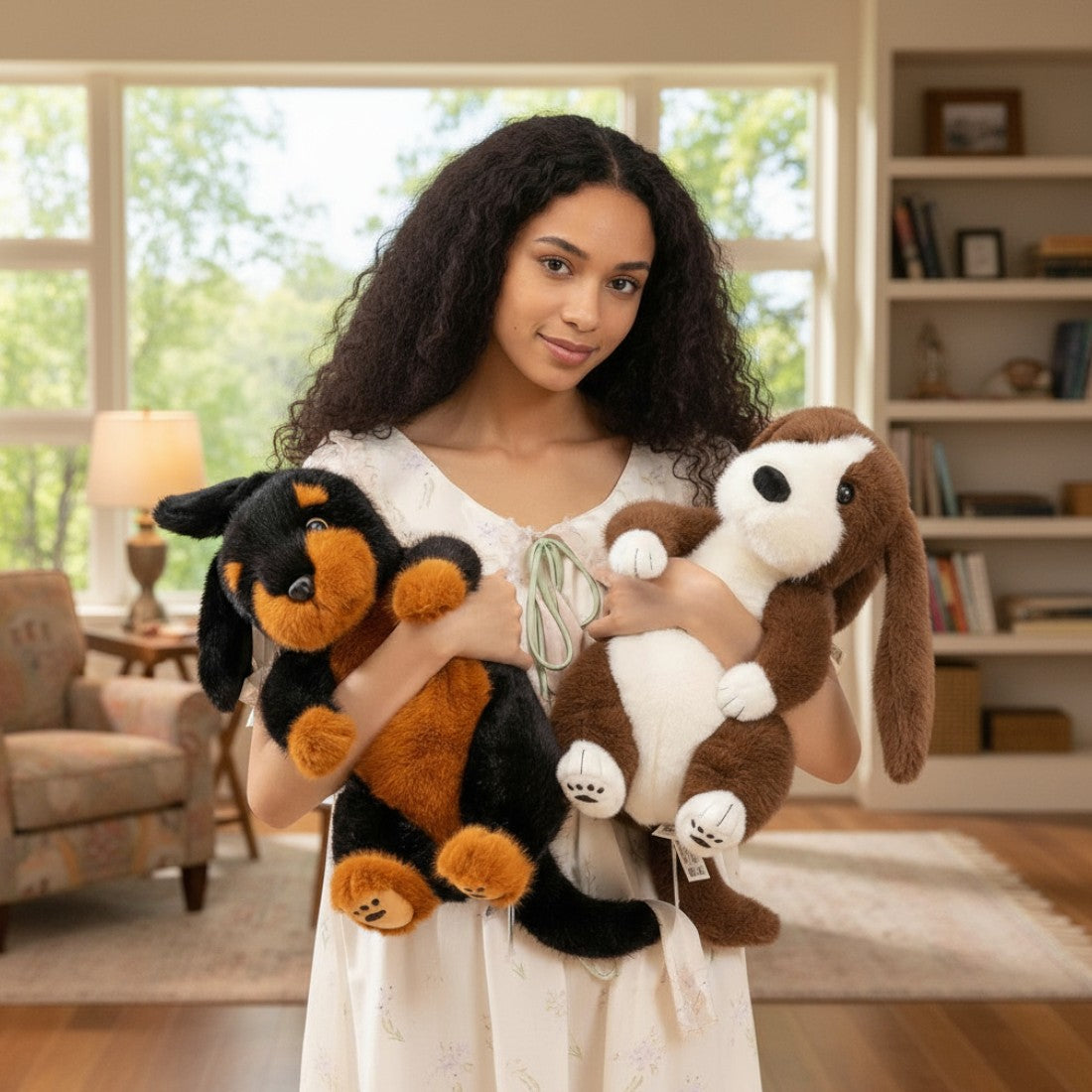 Peluche chien basset doux à longues oreilles