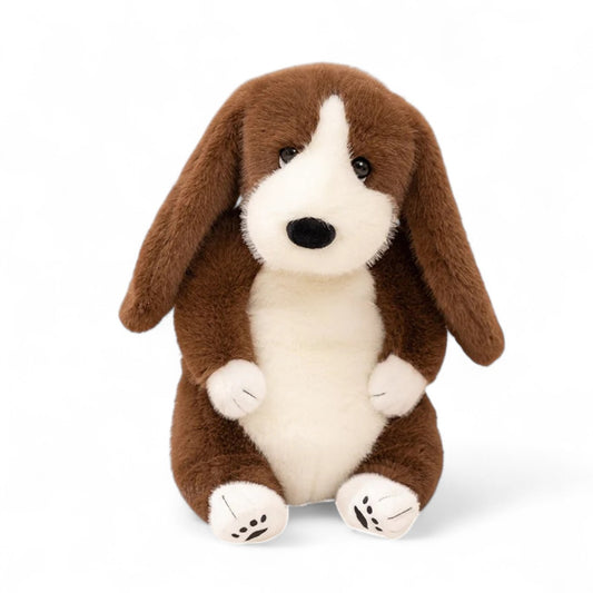 Peluche chien basset doux à longues oreilles