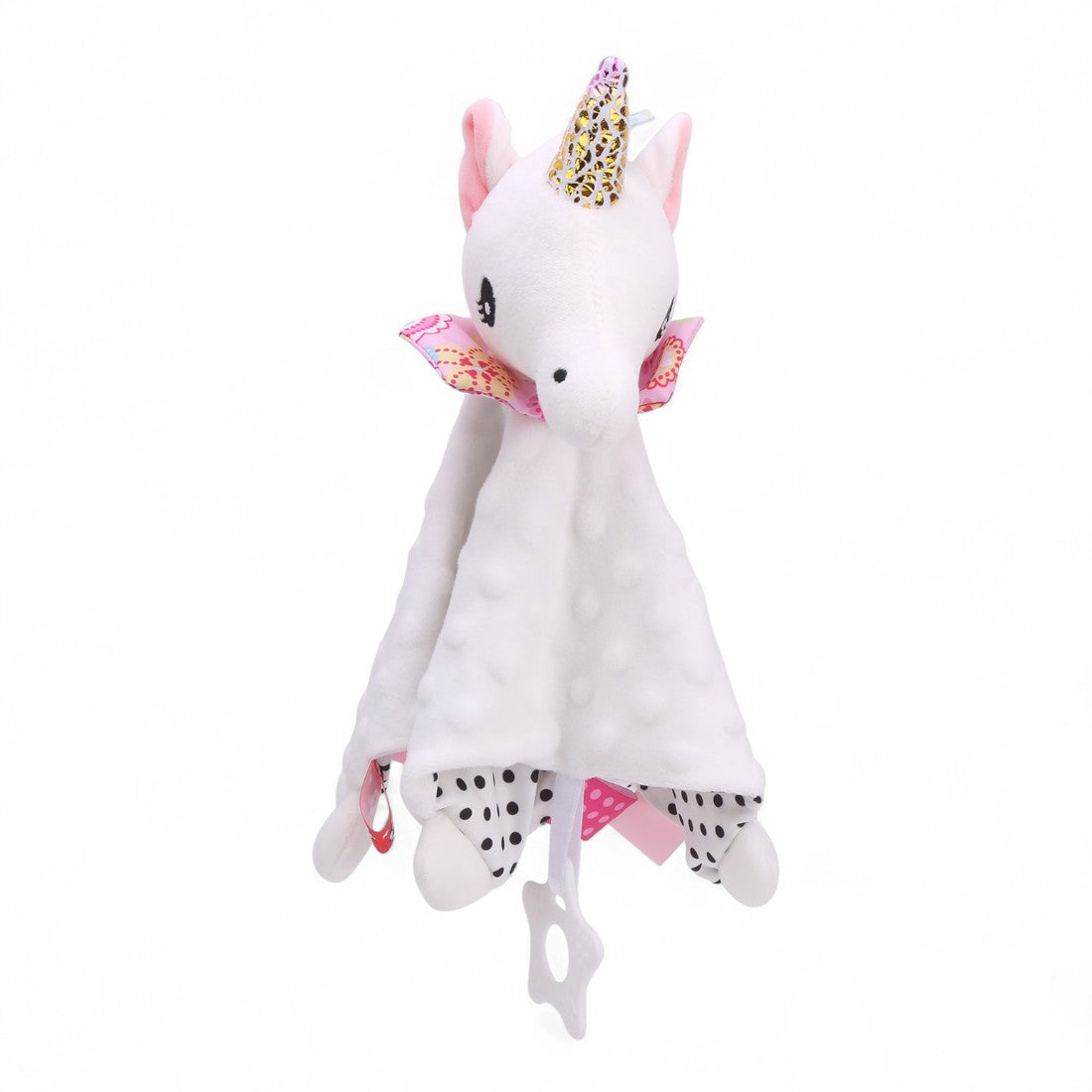 Doudou carré peluche licorne blanche pour bébé