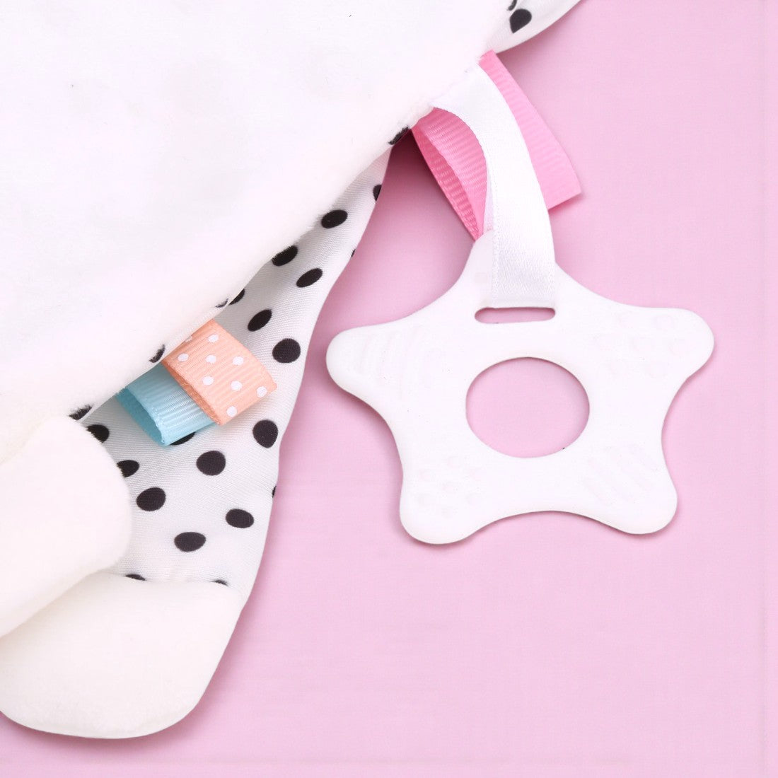 Doudou carré peluche licorne blanche pour bébé