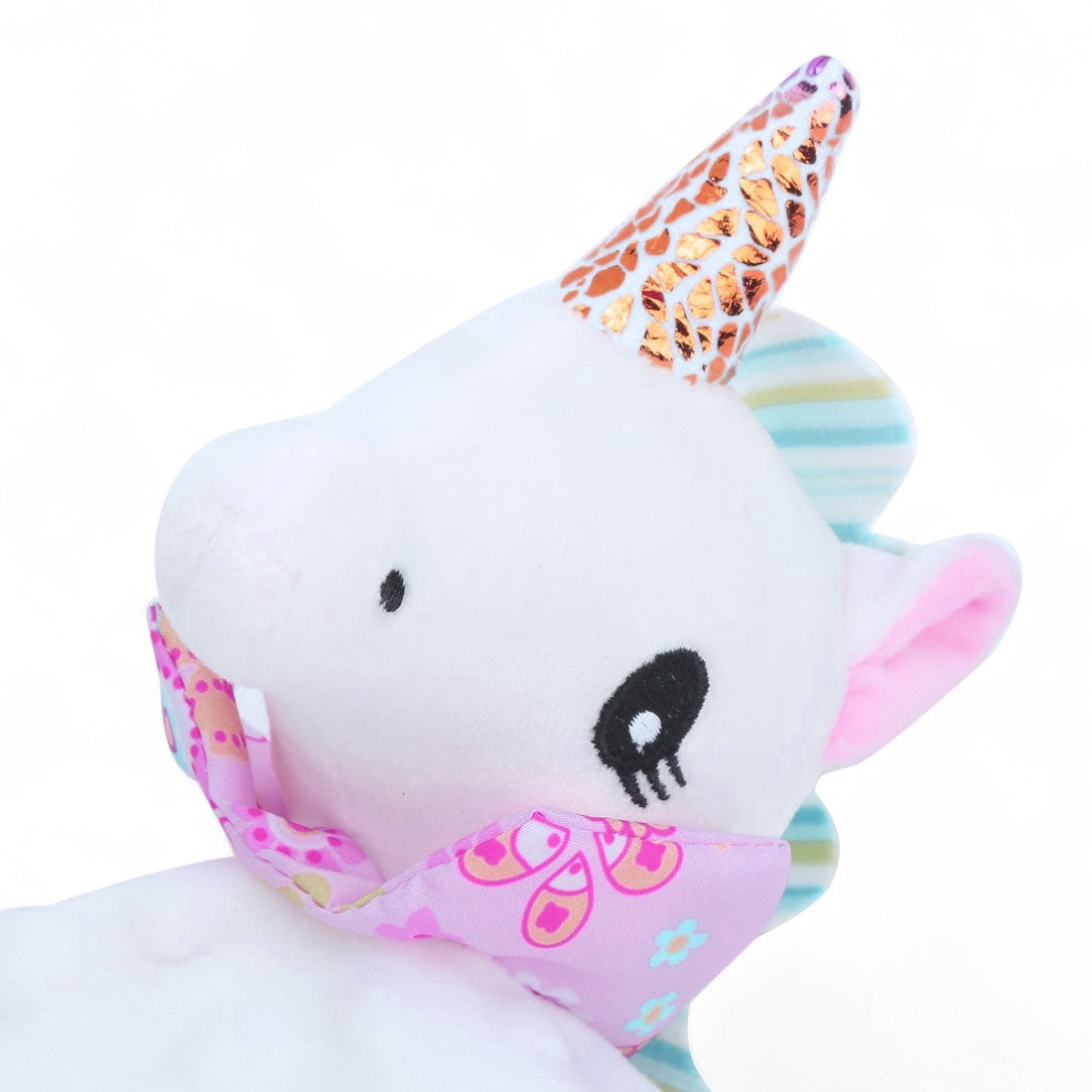 Doudou carré peluche licorne blanche pour bébé