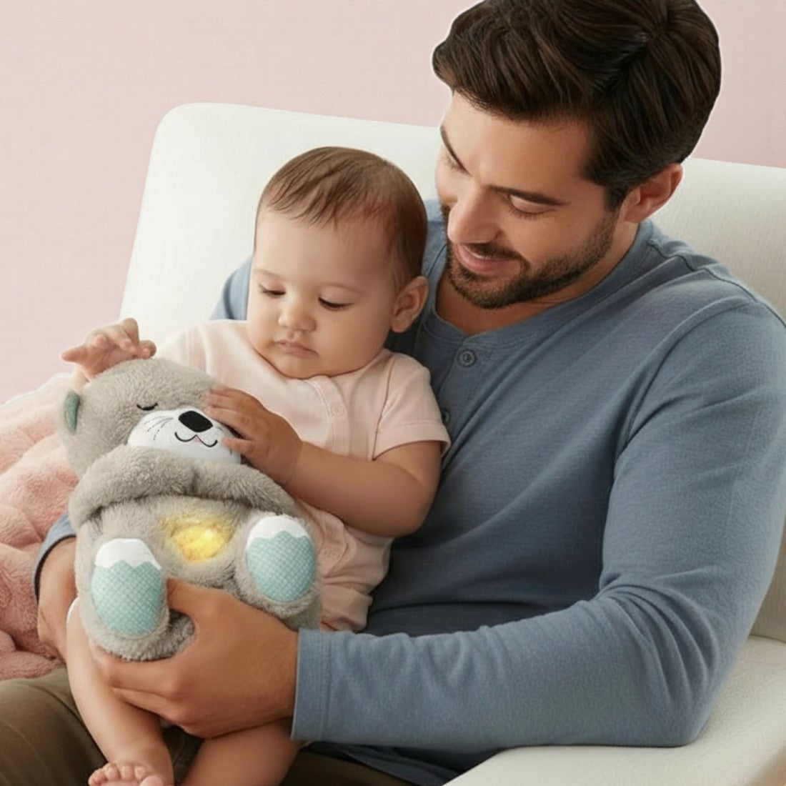 Peluche veilleuse loutre respirante relaxante pour bébé