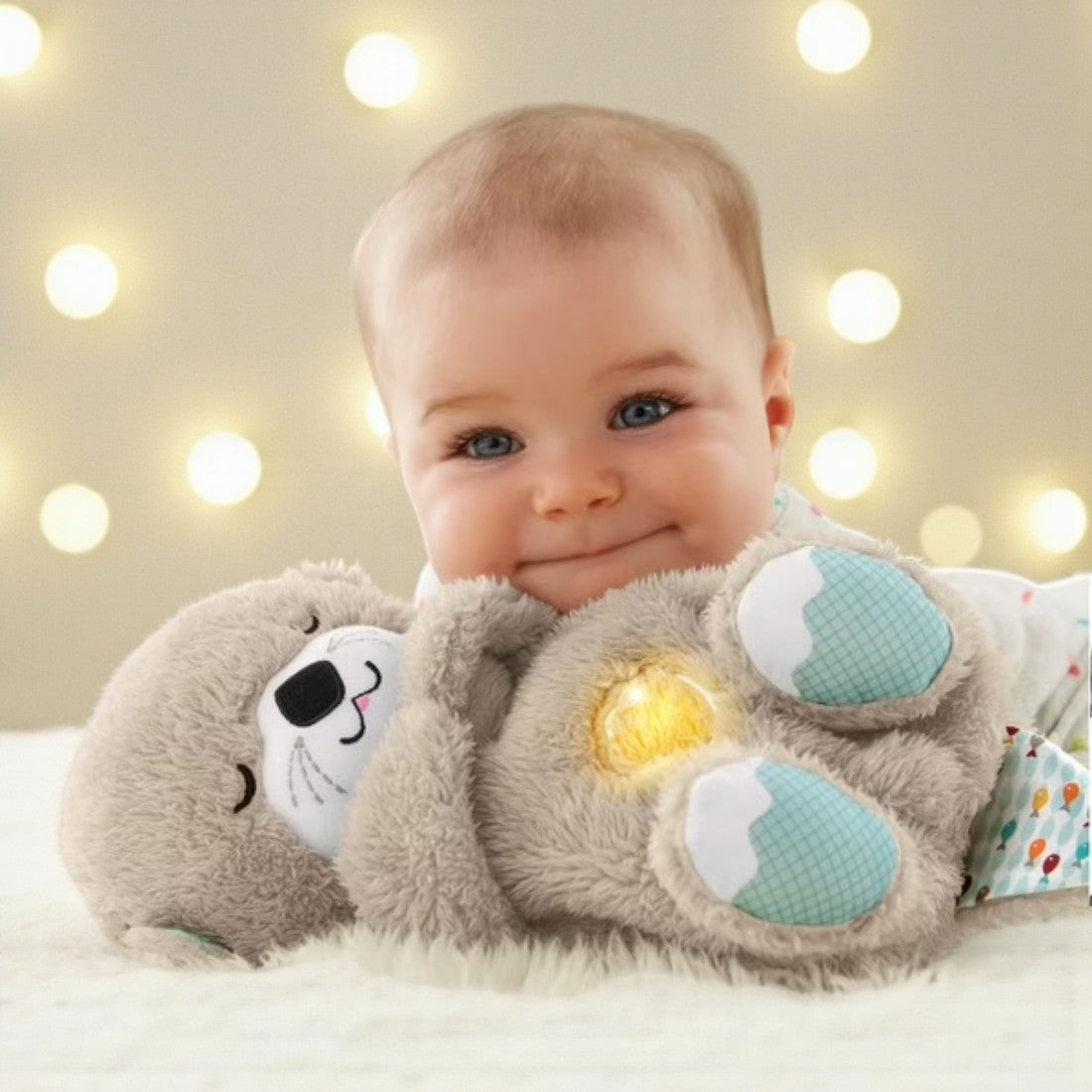 Peluche veilleuse loutre respirante relaxante pour bébé