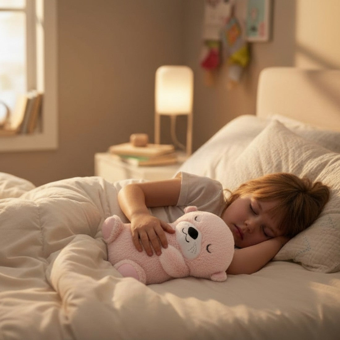 Peluche veilleuse loutre respirante relaxante pour bébé