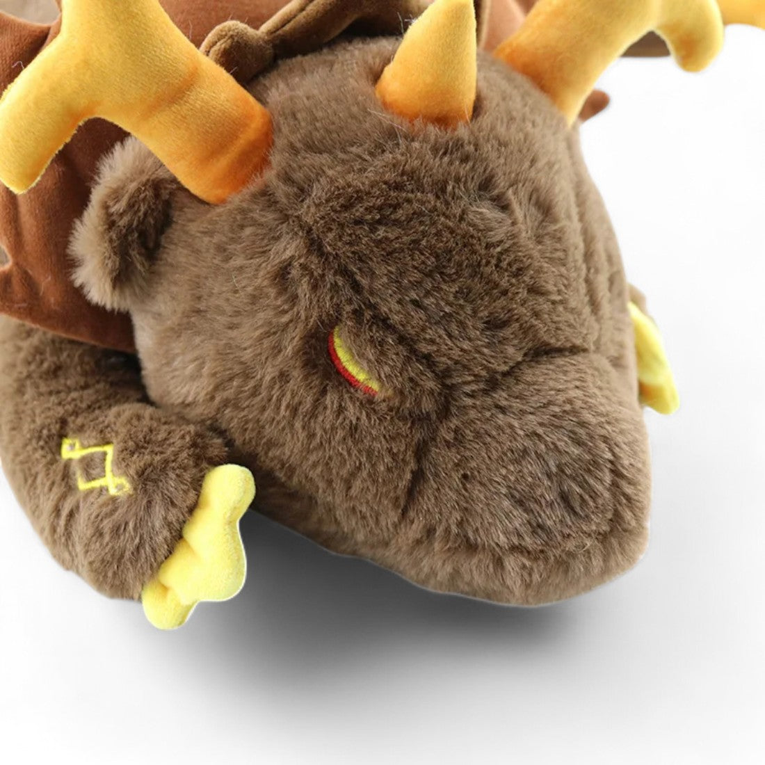 Dragon brun géant en peluche style mythique