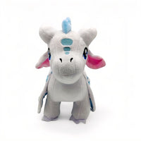 Peluche dragon féérique blanc céleste - vue de face, debout