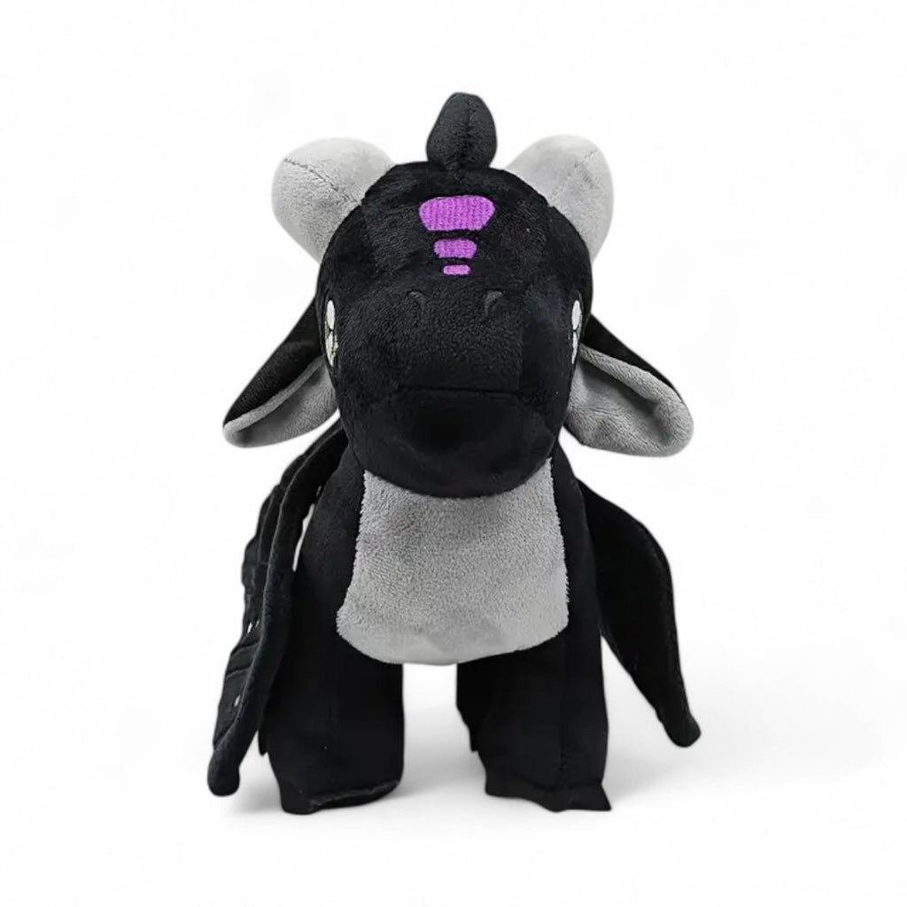 Peluche dragon féérique noir crépuscule - vue de face, debout