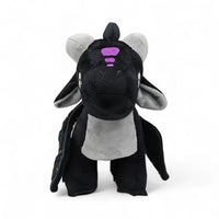 Peluche dragon féérique noir crépuscule - vue de face, debout