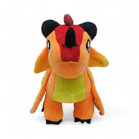Peluche dragon féérique orange flamboyant - vue de face, debout