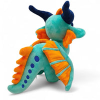 Peluche dragon féérique turquoise flamboyant - vue de trois-quarts arrière