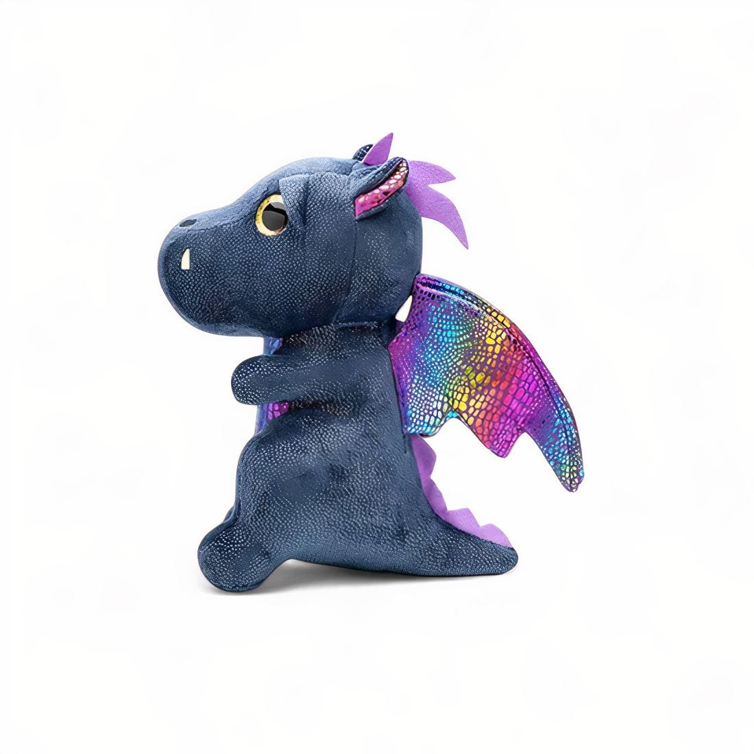 Peluche dragon mignon éclat magique - modèle bleu foncé vu de profil