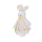 Doudou carré lapin minky pastel avec anneau de dentition