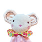 Doudou carré tête peluche souris rose pastel