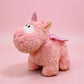 Peluche licorne rose pelage bouclé avec ailes brillantes