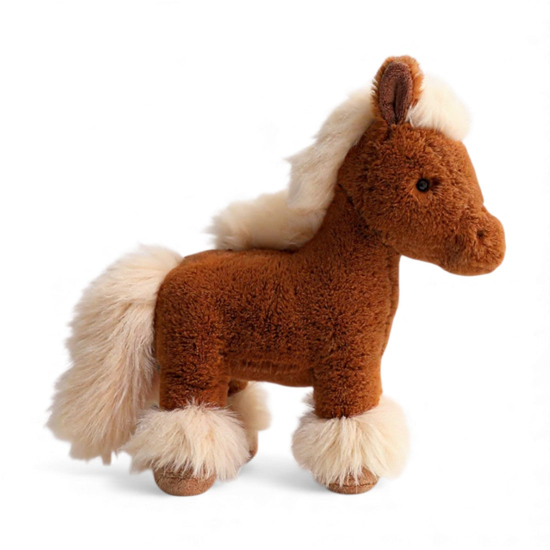 Cheval en peluche moelleux à crinière soyeuse