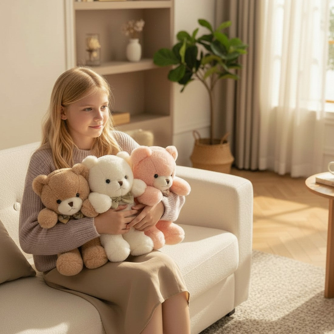 Ours en peluche tout doux à nœud vichy