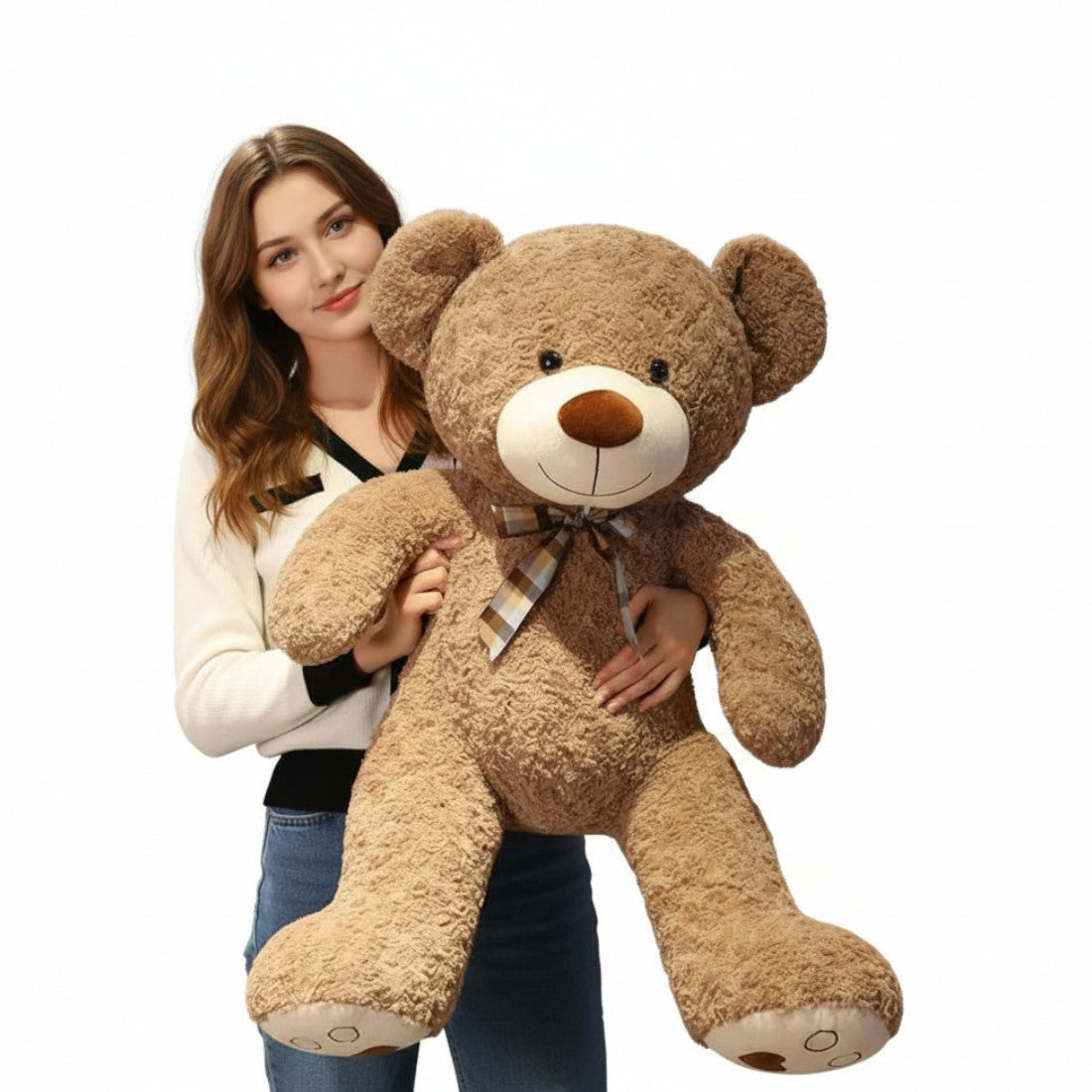 Ours bouclé traditionnel avec nœud rétro