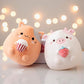 Coussin peluche type Squishmallow chat avec cupcake