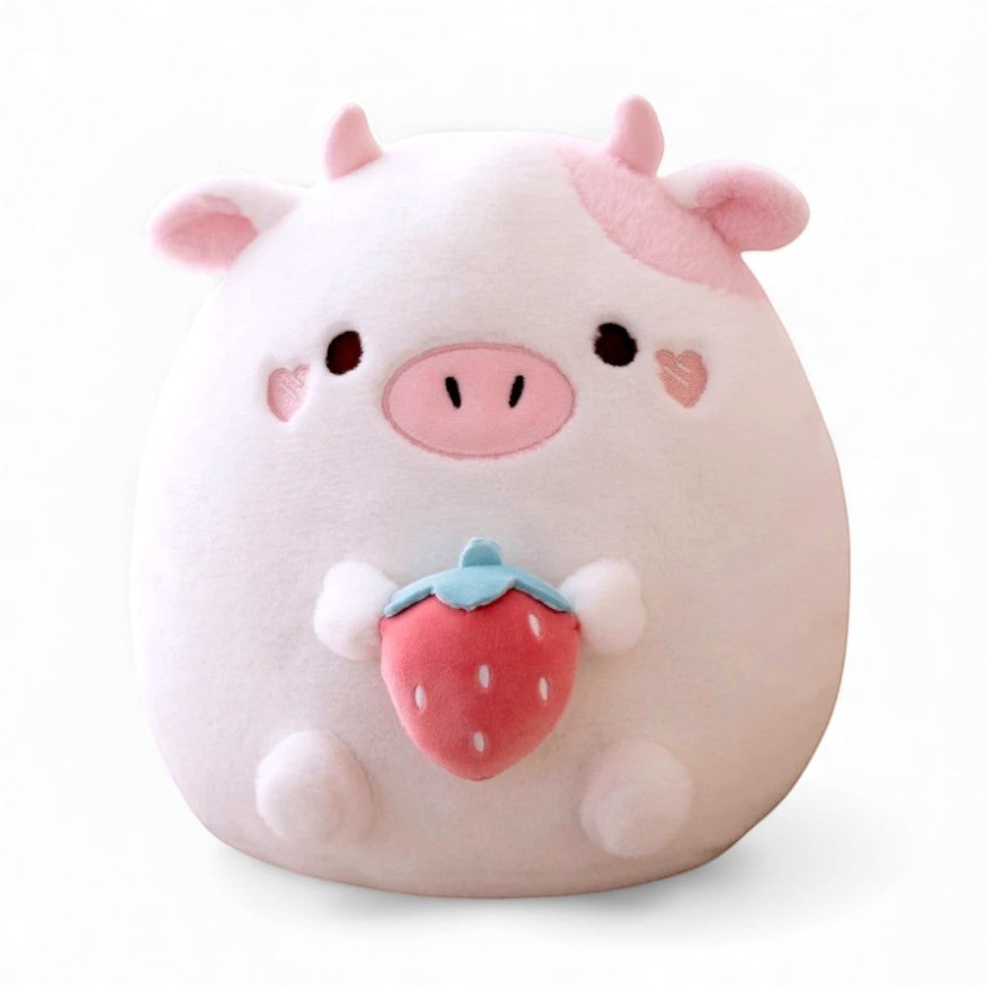Coussin peluche type Squishmallow cochon blanc