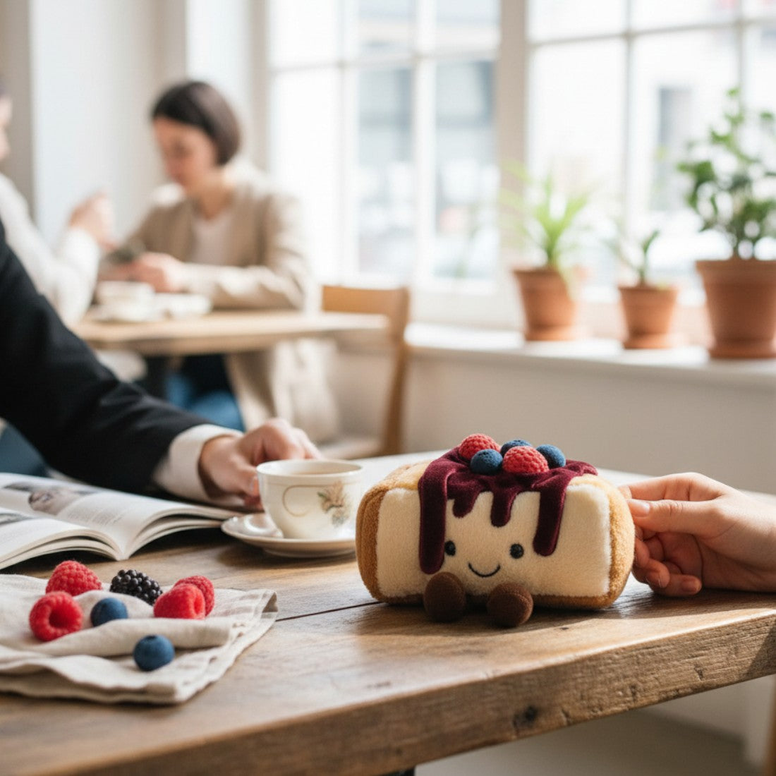 Peluche cheesecake myrtilles framboises kawaii