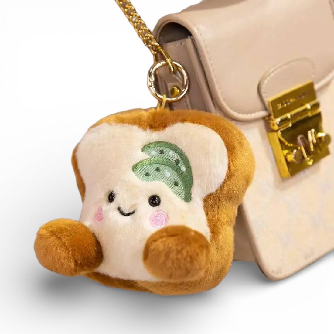 Porte-clé toast kawaii en peluche
