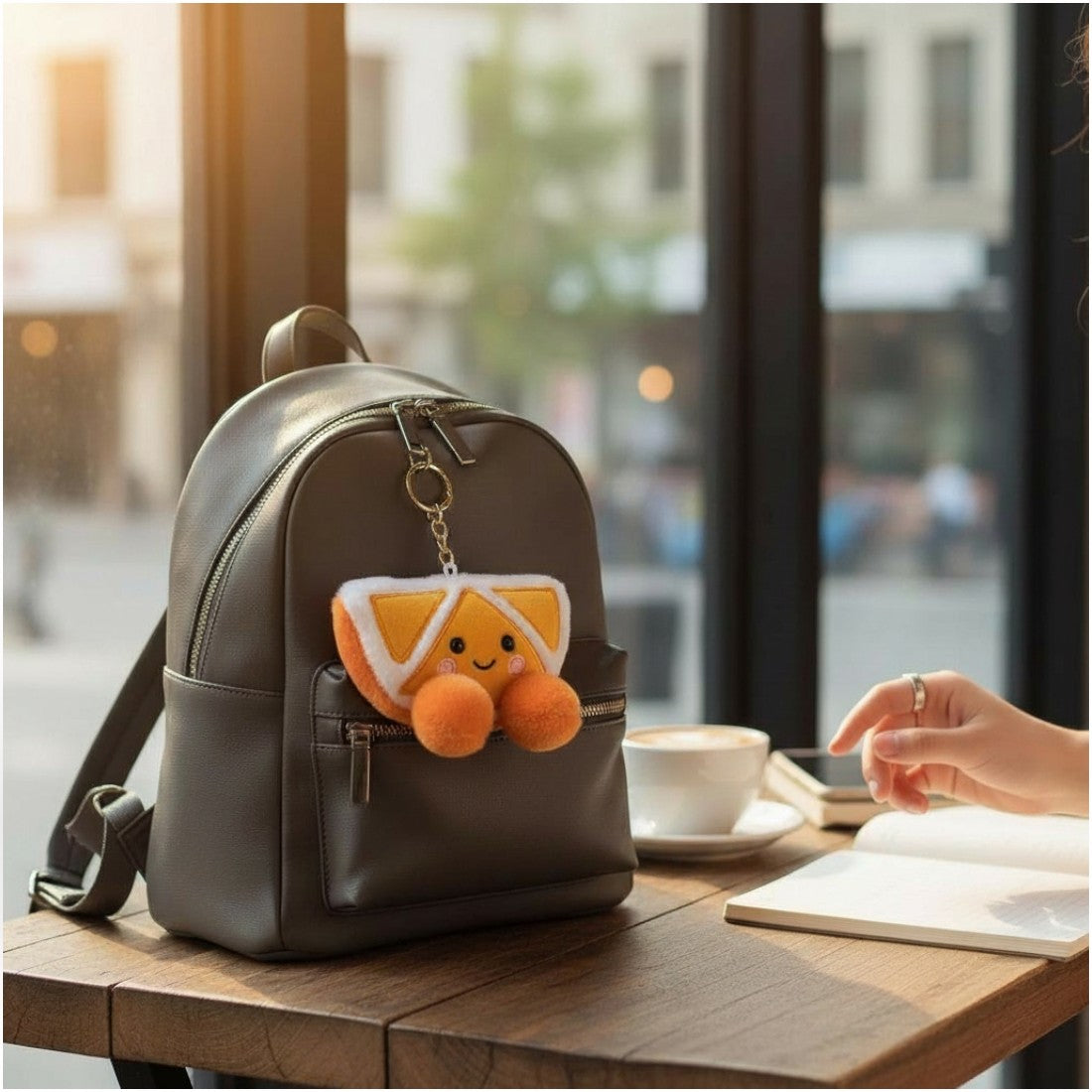 Porte-clés tranche orange mignonne