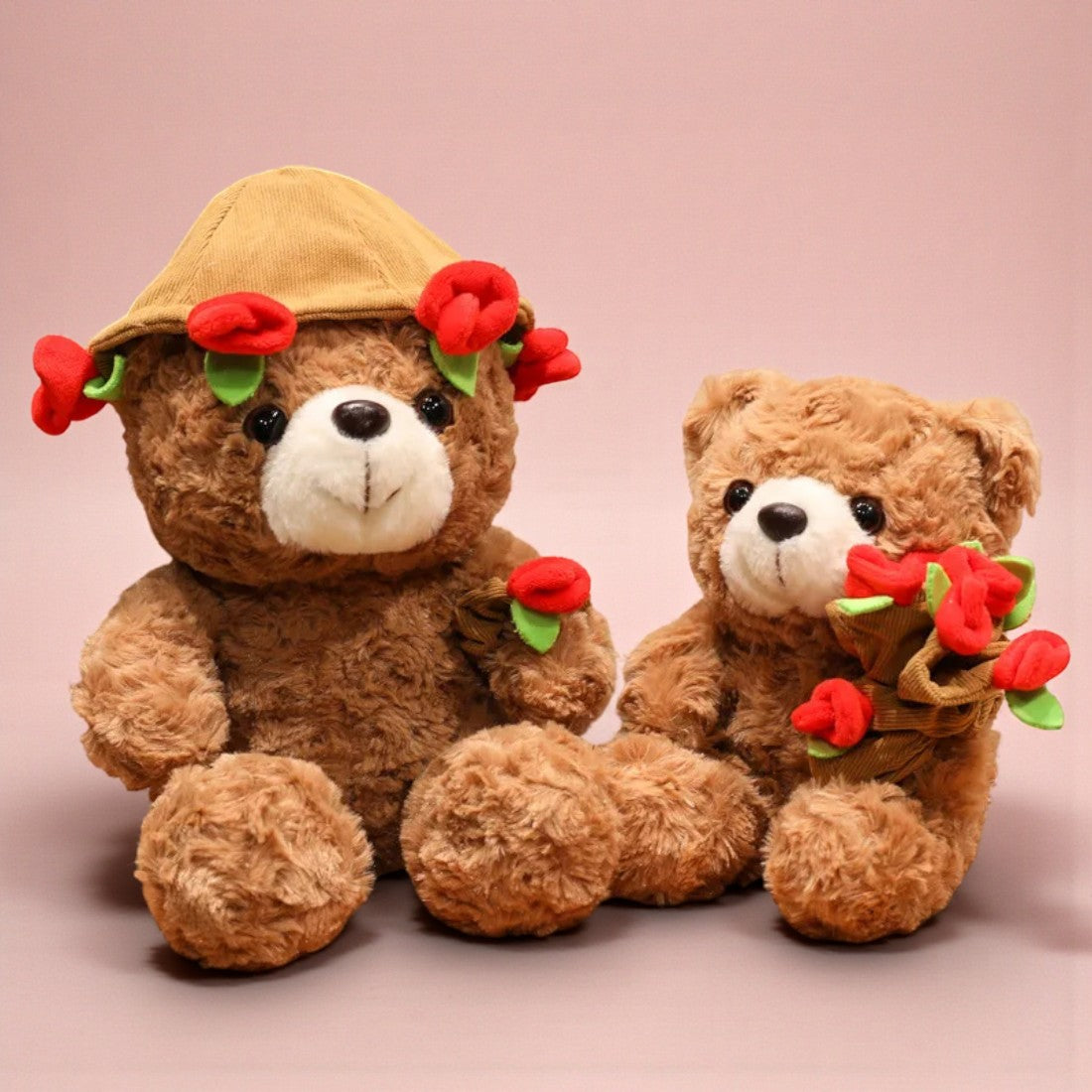 Peluche ours romantique avec bouquet de fleurs