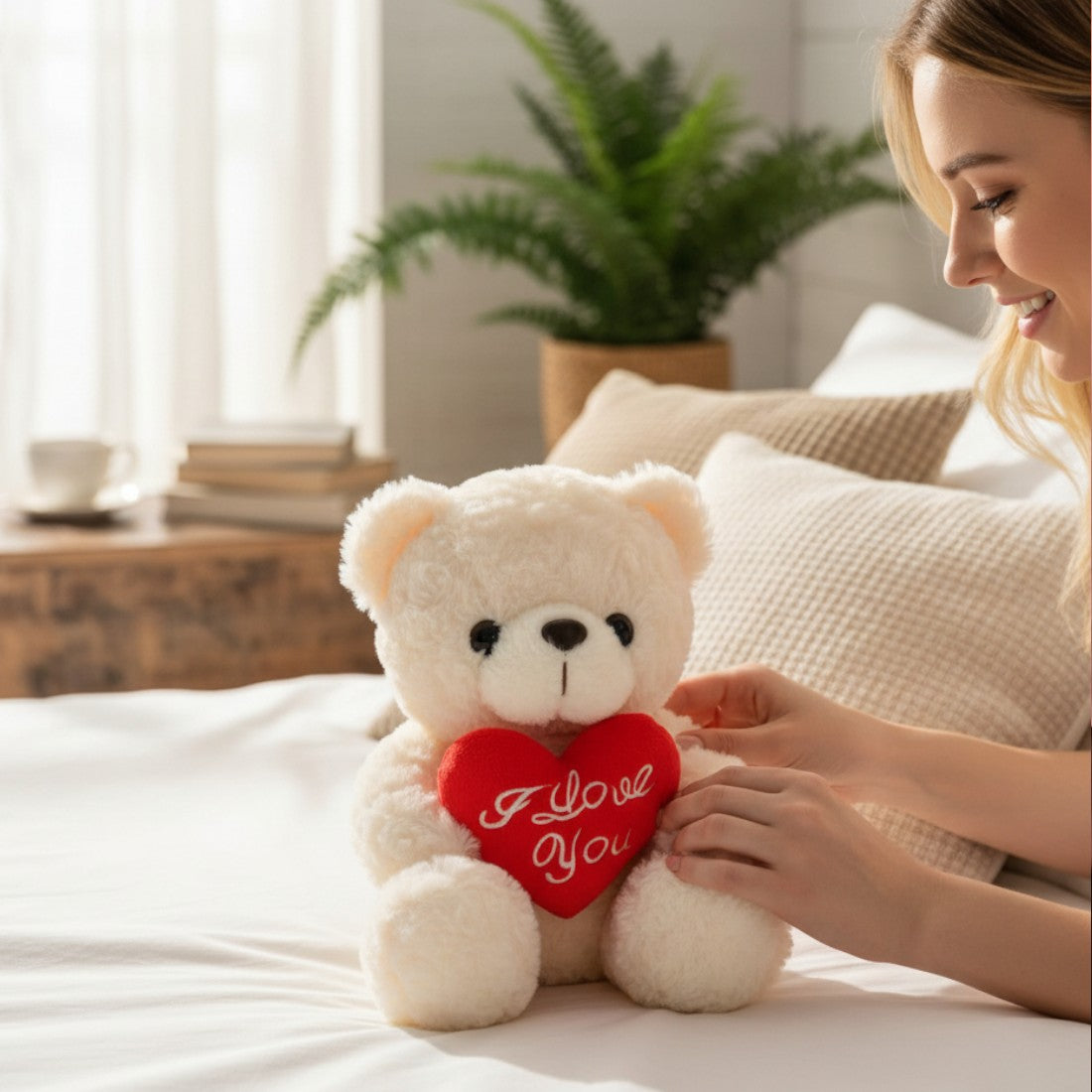 Peluche ours romantique avec un cœur rouge