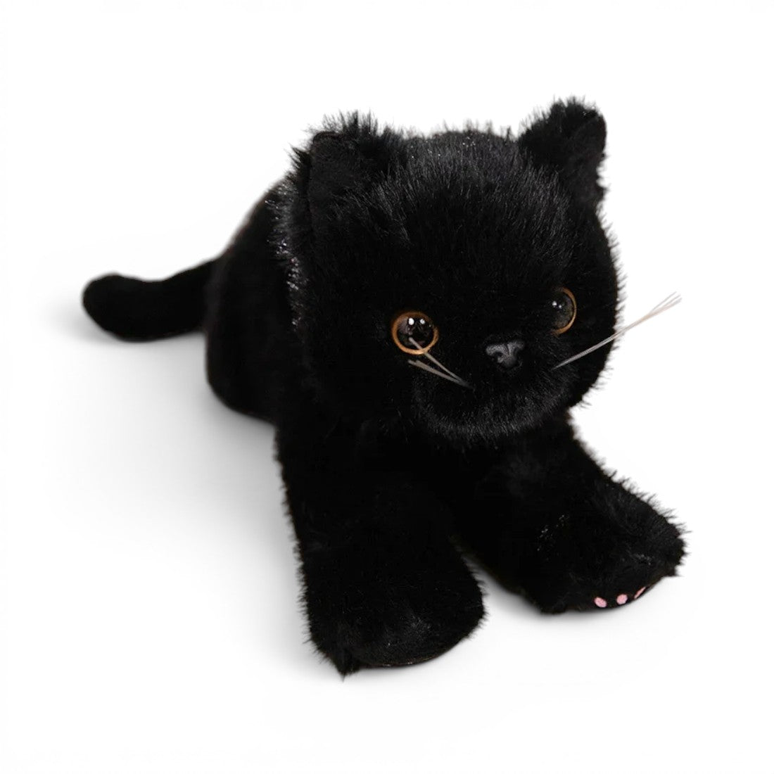 Peluche chat à câliner - coloris noir, vue de trois-quarts