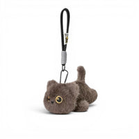 Peluche petit chat trop craquant - coloris gris foncé avec dragonne et mousqueton