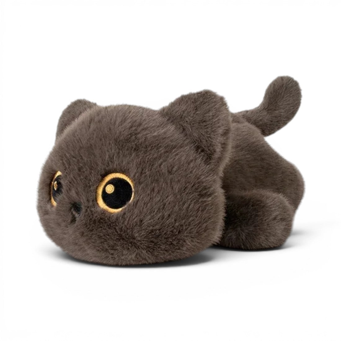 Peluche petit chat trop craquant - coloris gris foncé, vue de trois-quarts