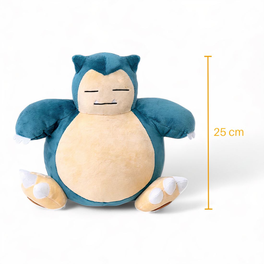 Peluche Pokémon – Ronflex tout rond et moelleux - vue de face avec mesure de 25 cm