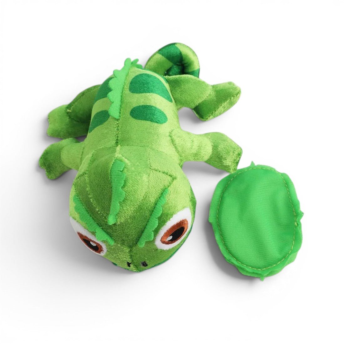 Mini peluche Pascal avec aimant - vue de dessus avec le disque vert