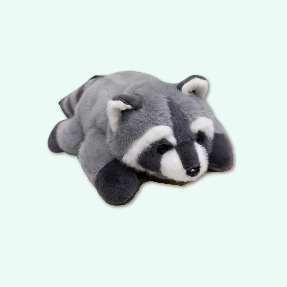 Peluche lestée raton laveur gris