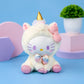 Peluche Hello Kitty déguisée en licorne arc-en-ciel