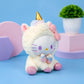 Peluche Hello Kitty déguisée en licorne arc-en-ciel