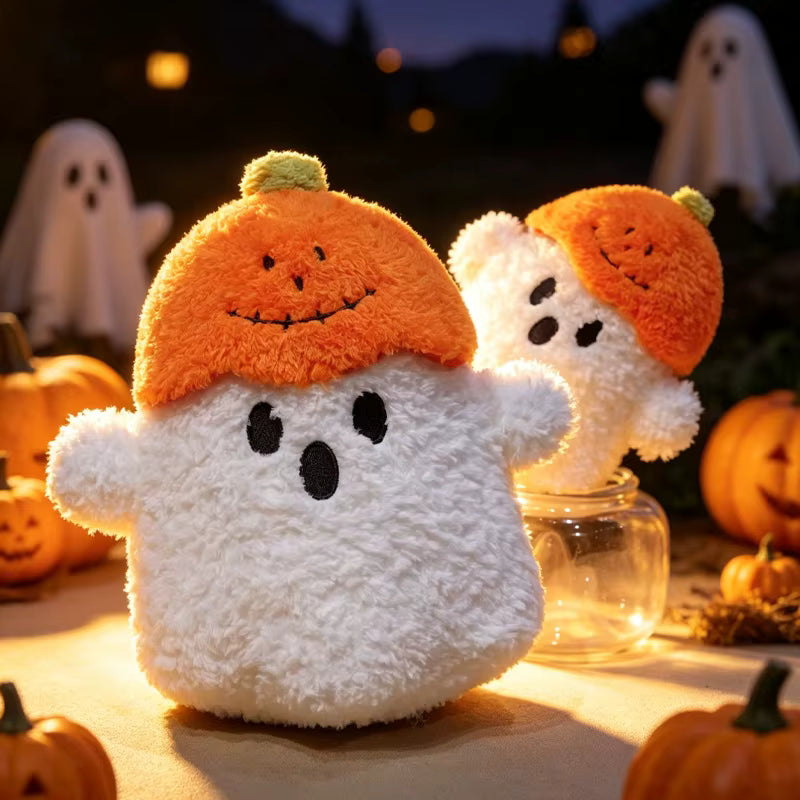 Peluche Fantôme avec Chapeau Citrouille