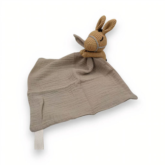 Peluche doudou plat tête cheval pour bébé