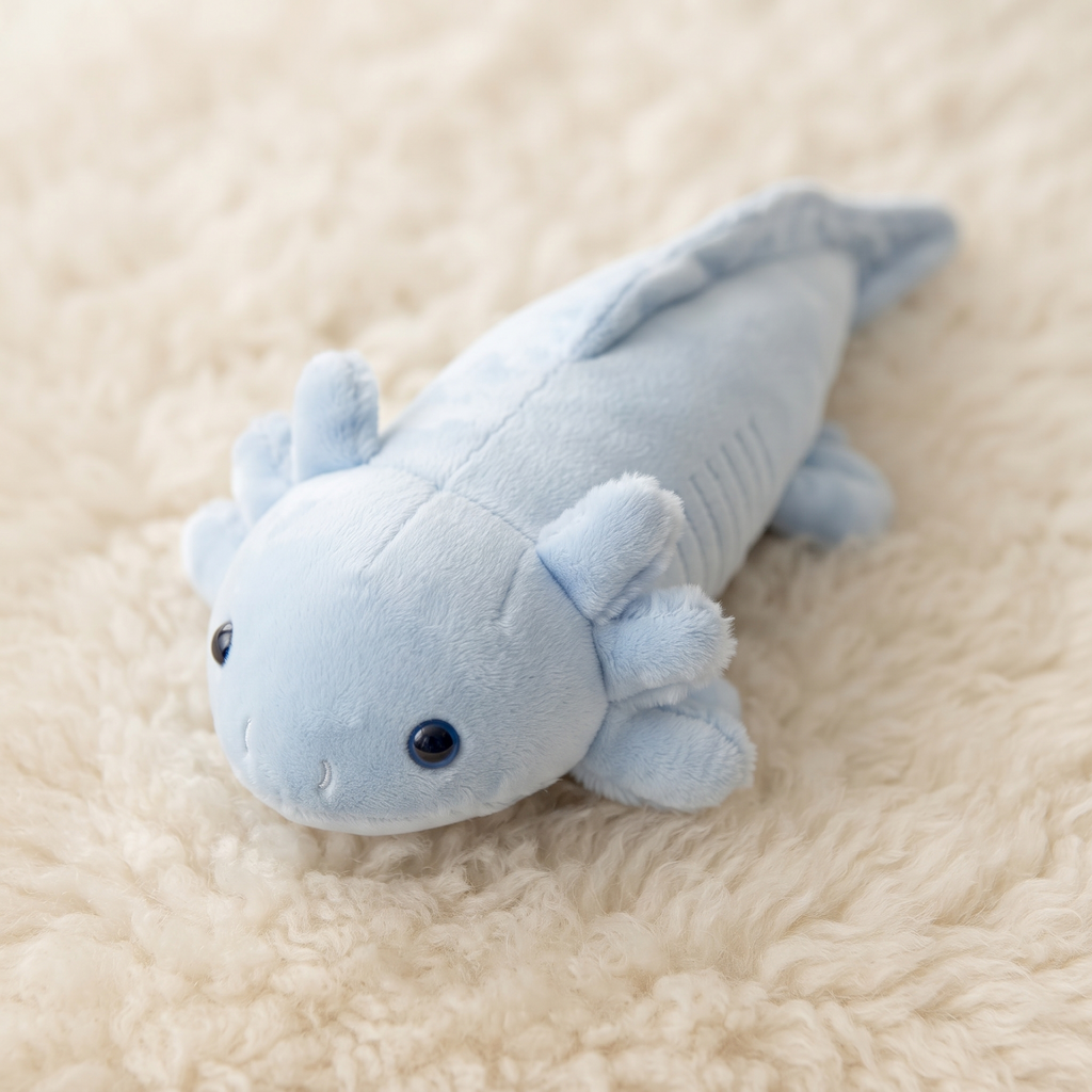Axolotl Kuscheltier lang blau Kuschelkissen - Détail matière