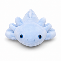 Axolotl Kuscheltier lang blau Kuschelkissen - Fond blanc frontal