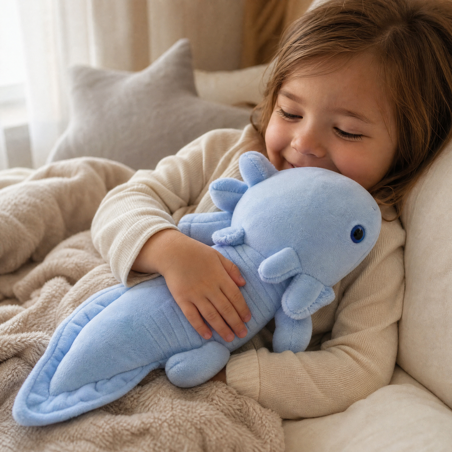 Axolotl Kuscheltier lang blau Kuschelkissen - Utilisation cosy intérieur