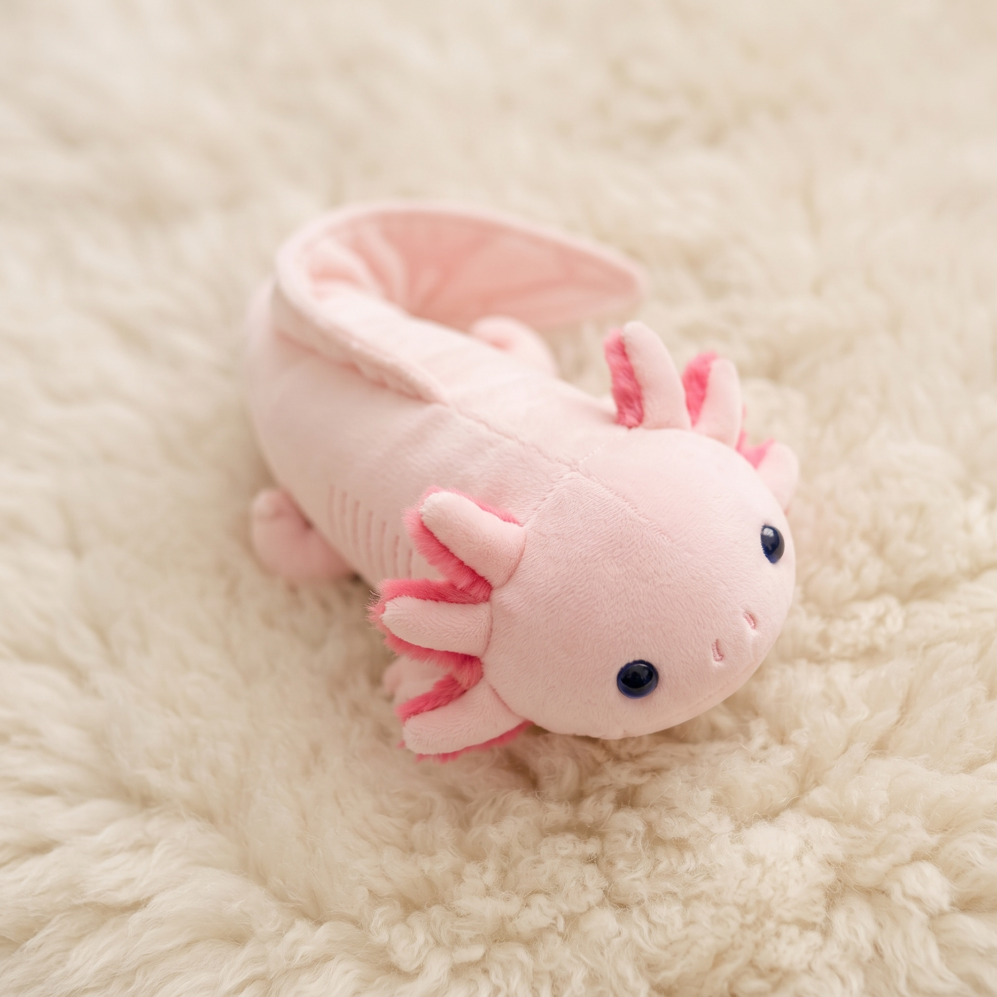 Axolotl Kuscheltier lang rosa Kuschelkissen - Détail matière