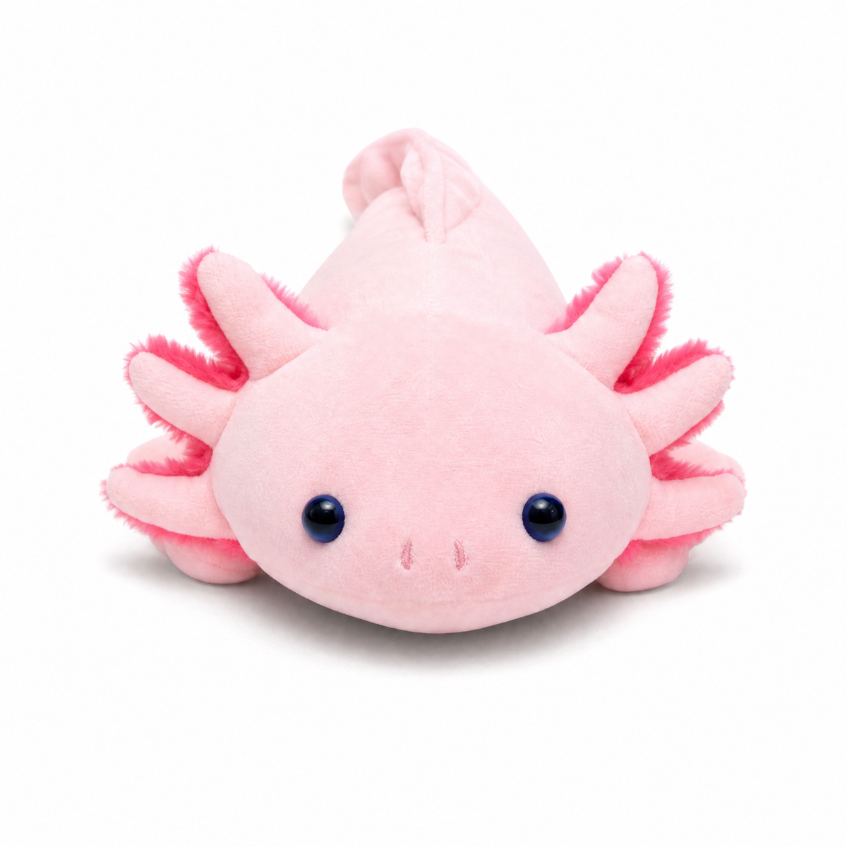Axolotl Kuscheltier lang rosa Kuschelkissen - Fond blanc frontal