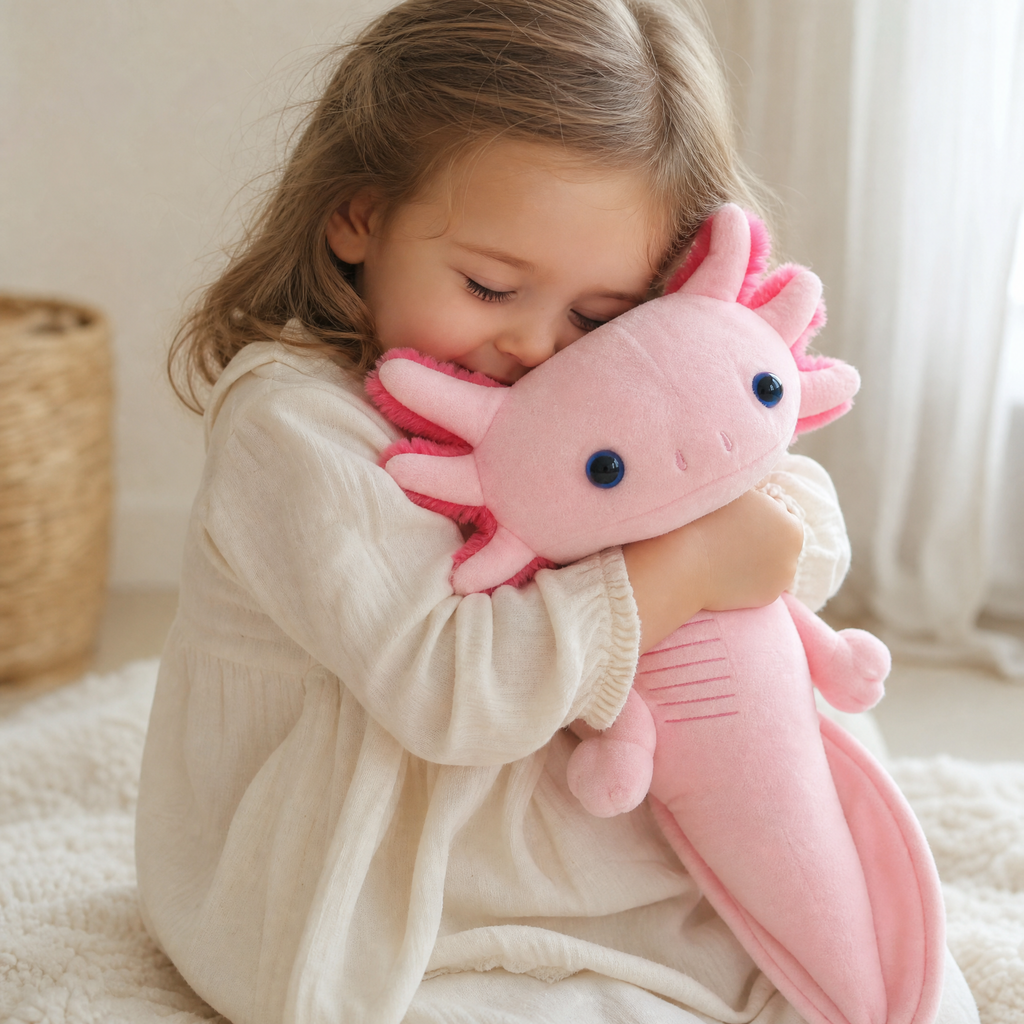 Axolotl Kuscheltier lang rosa Kuschelkissen - Utilisation cosy intérieur