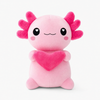 Axolotl Kuscheltier rosa mit Herz Kawaii - Fond blanc frontal