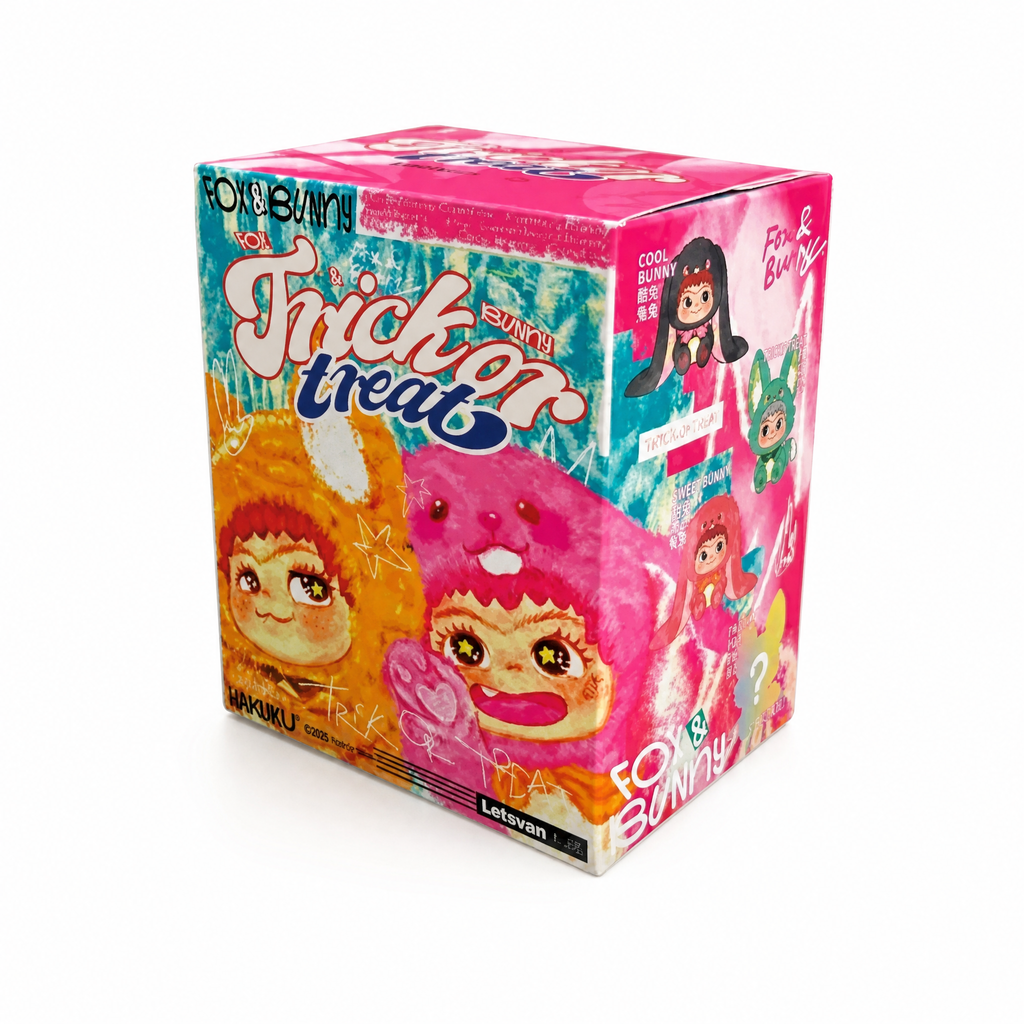Blind Box Peluche Wakuku Fox & Bunny - Fond blanc frontal