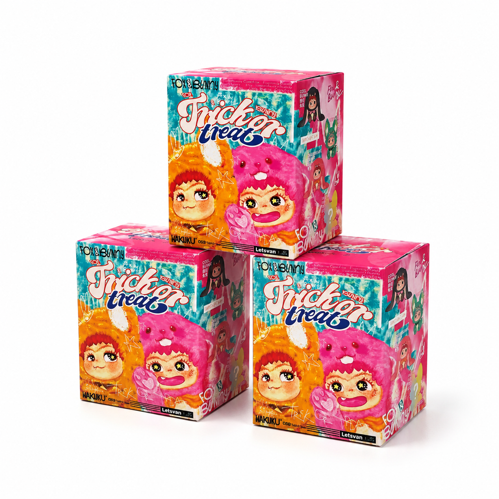 Blind Box Peluche Wakuku Fox & Bunny - Lot de 3